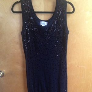Sleeveless black sequined dress⬛✨‎